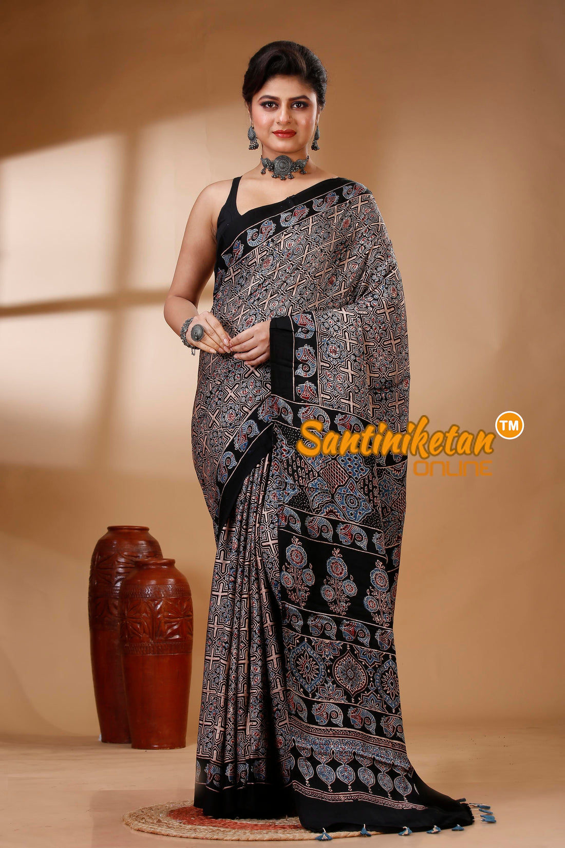 Ajrakh Hand Block On Modal Silk SN202522853