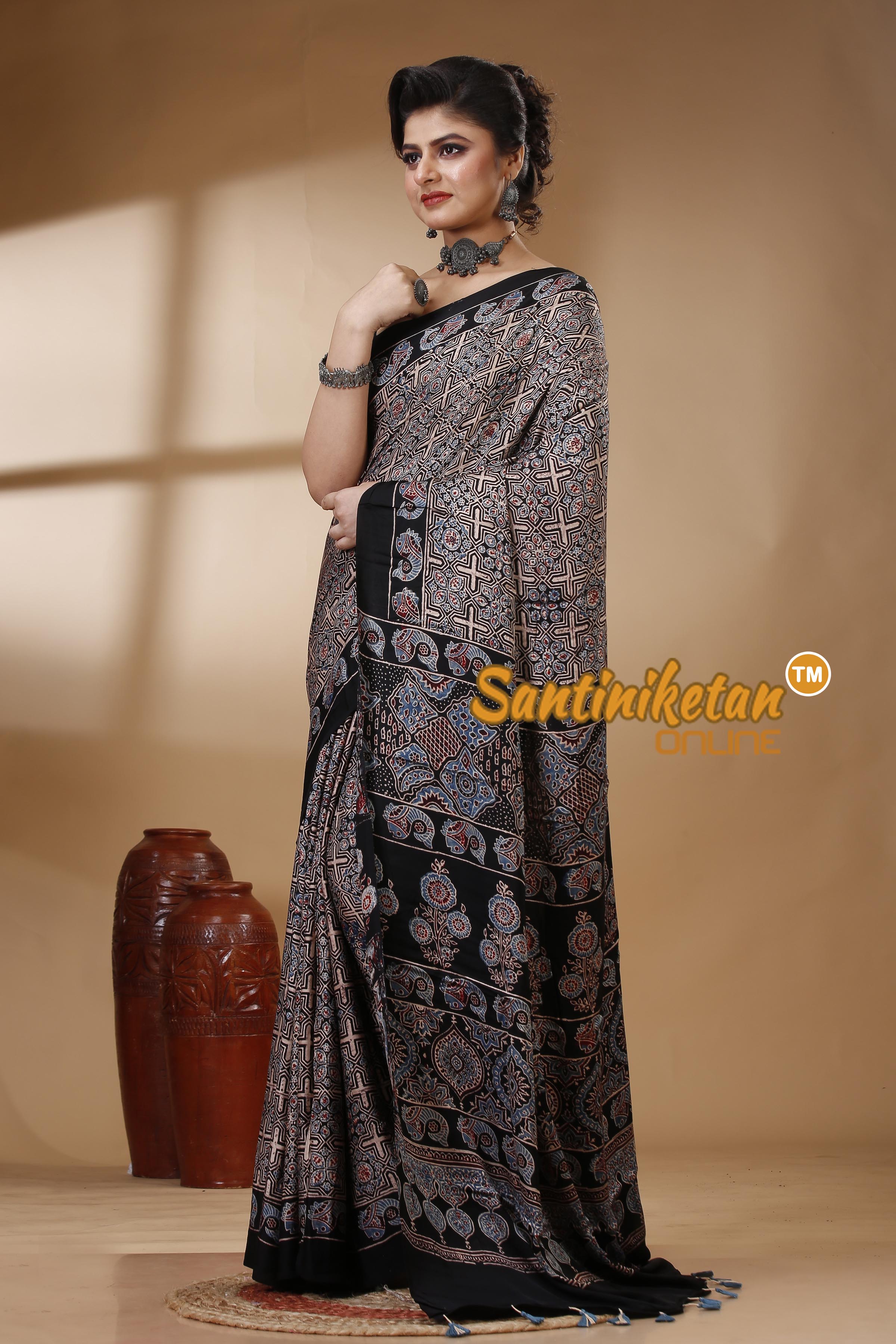 Ajrakh Hand Block On Modal Silk SN202522853