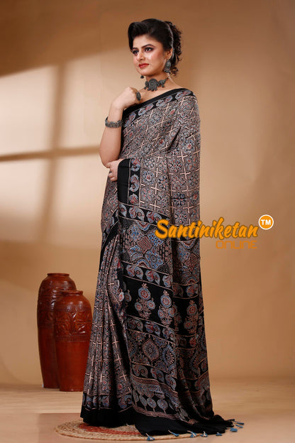 Ajrakh Hand Block On Modal Silk SN202522853