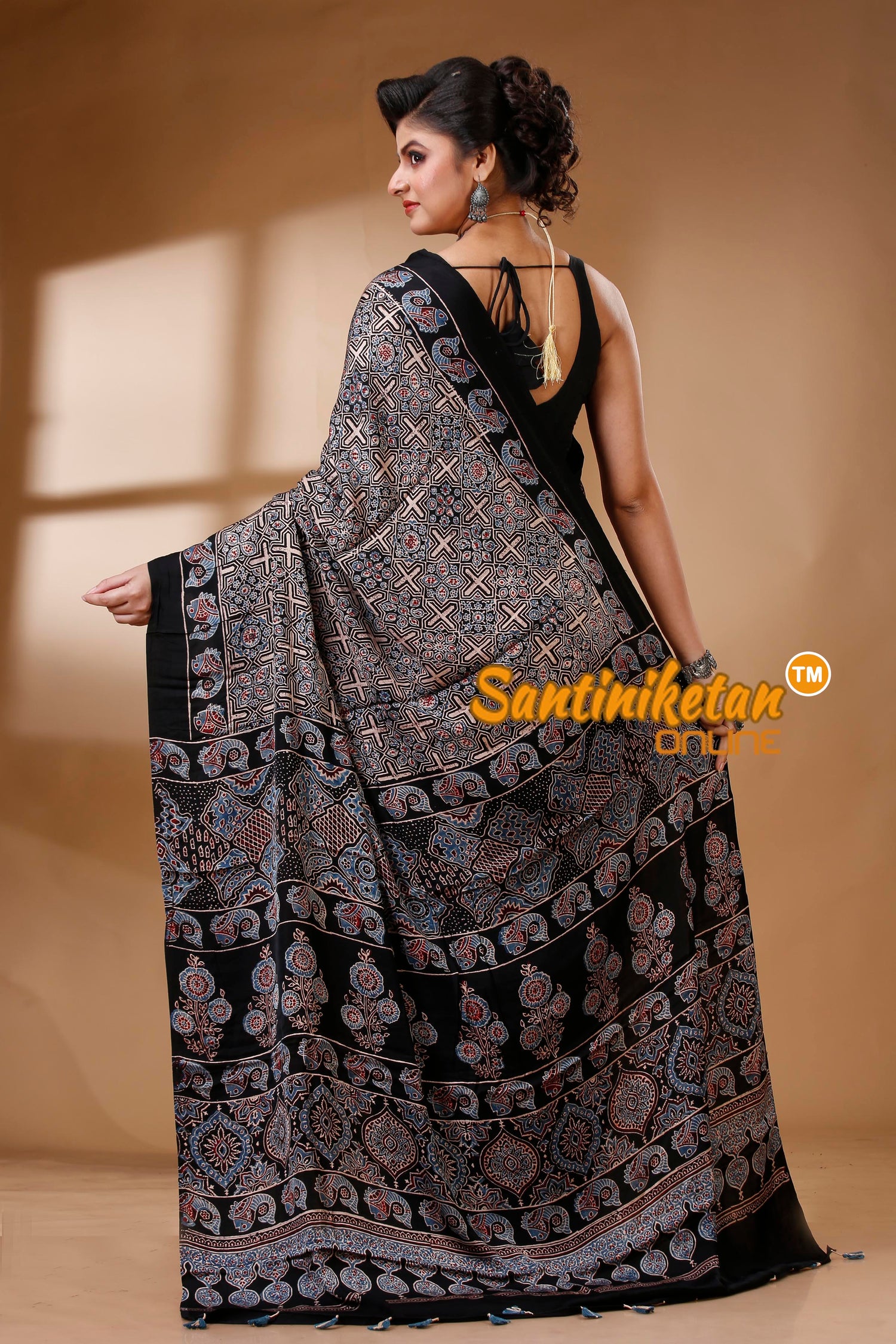 Ajrakh Hand Block On Modal Silk SN202522853
