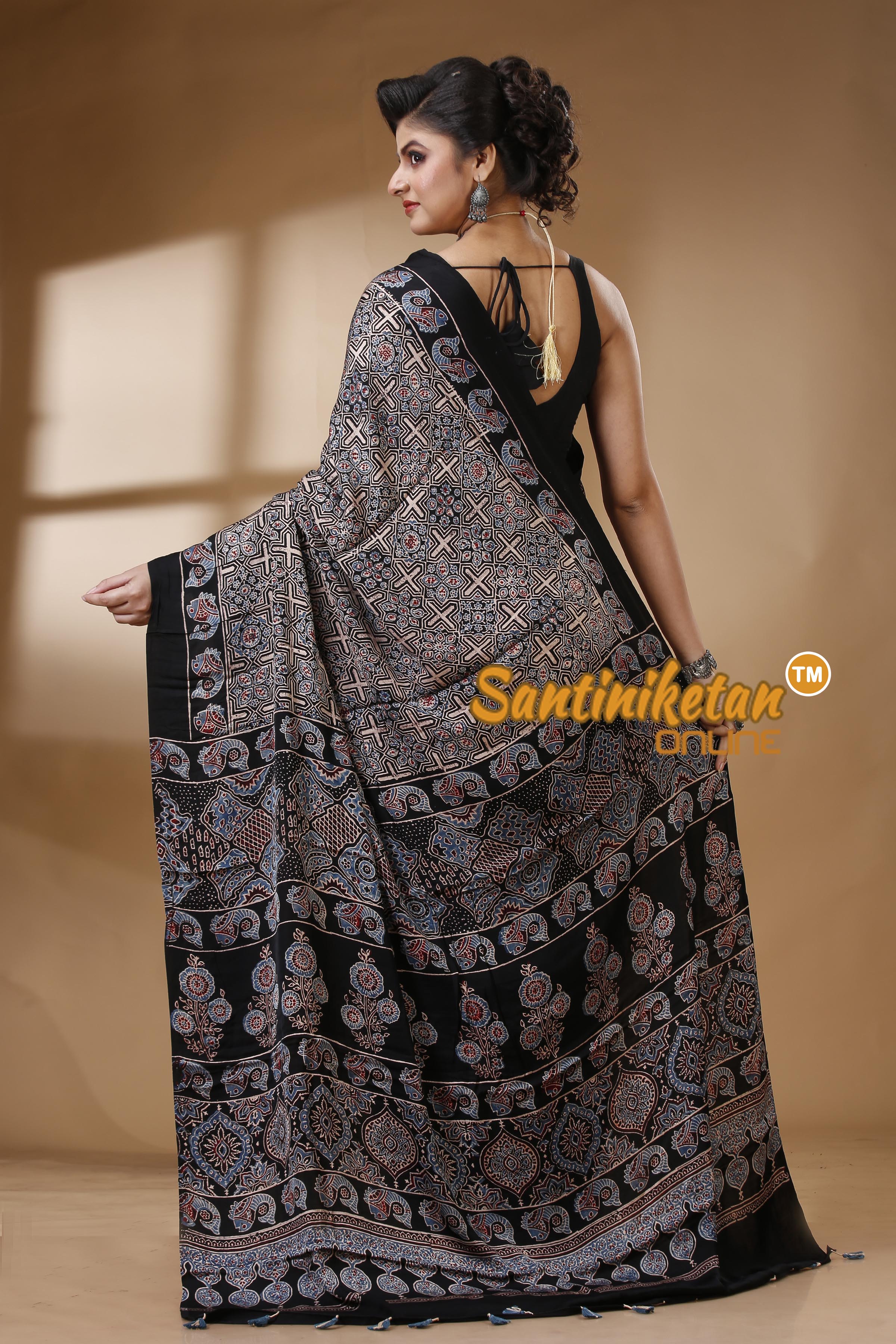 Ajrakh Hand Block On Modal Silk SN202522853