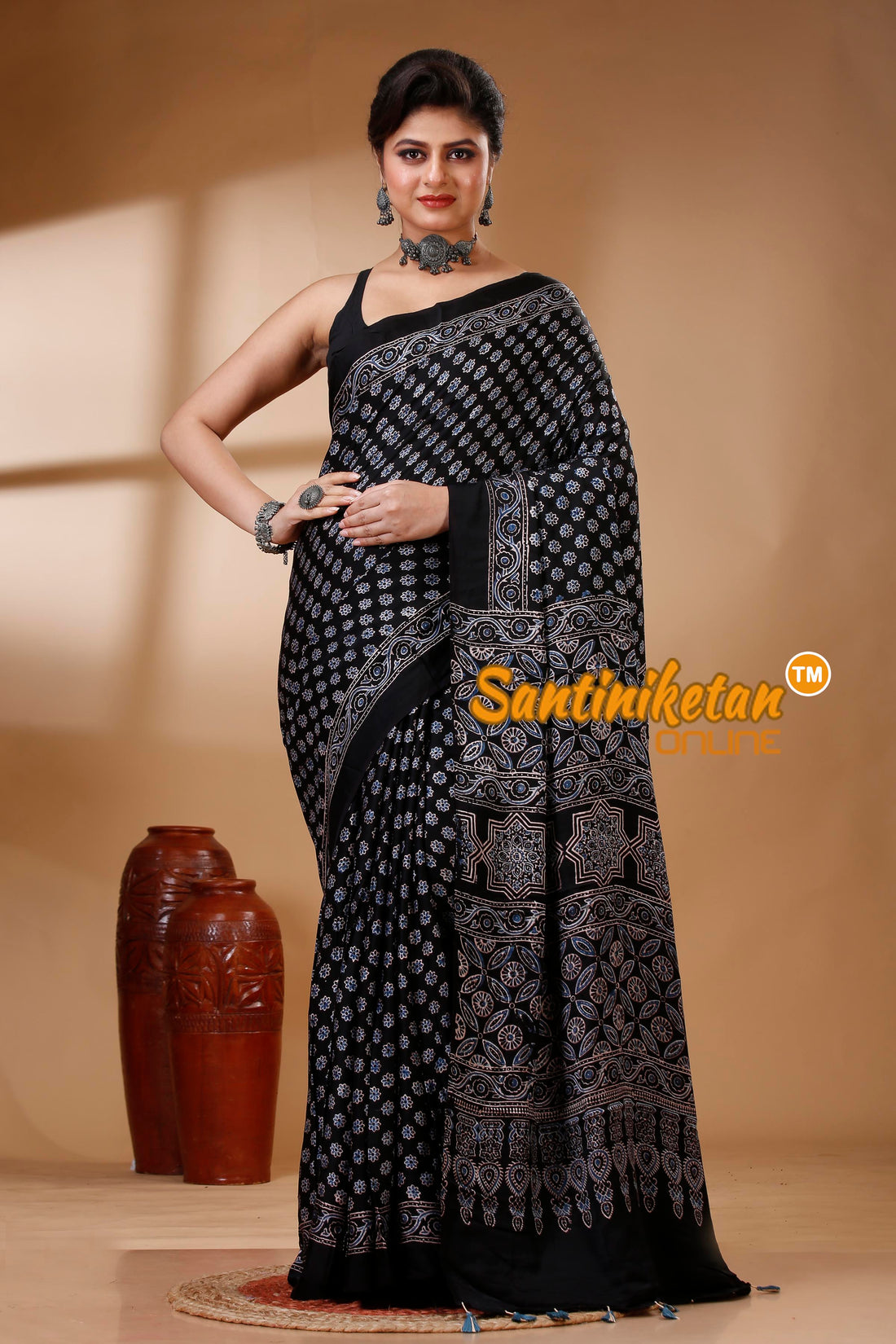 Ajrakh Hand Block On Modal Silk SN202522865