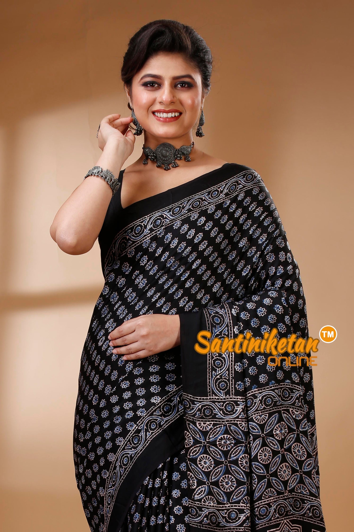 Ajrakh Hand Block On Modal Silk SN202522865