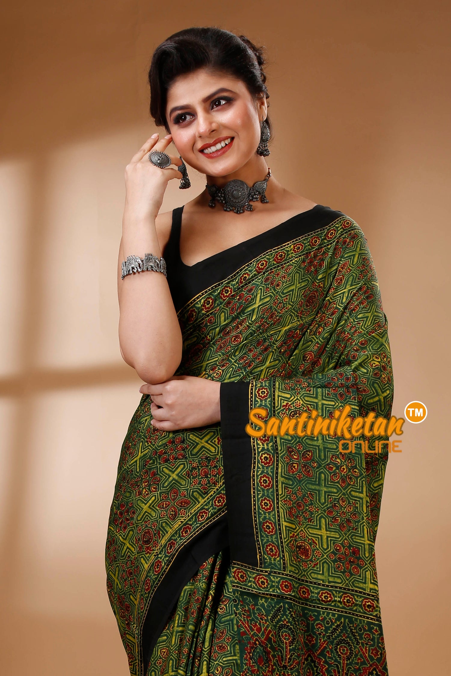 Ajrakh Hand Block On Modal Silk SN202522871