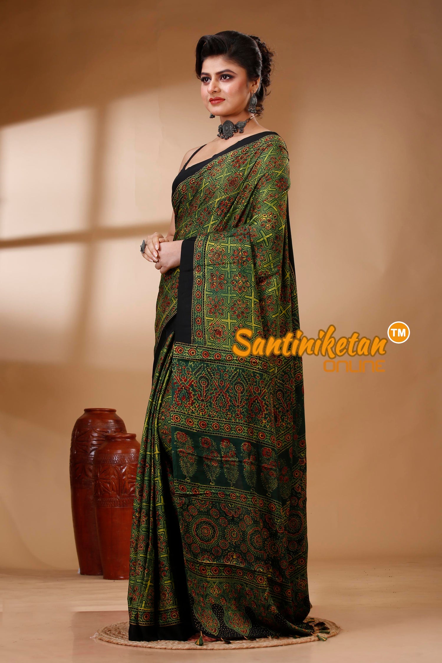 Ajrakh Hand Block On Modal Silk SN202522871