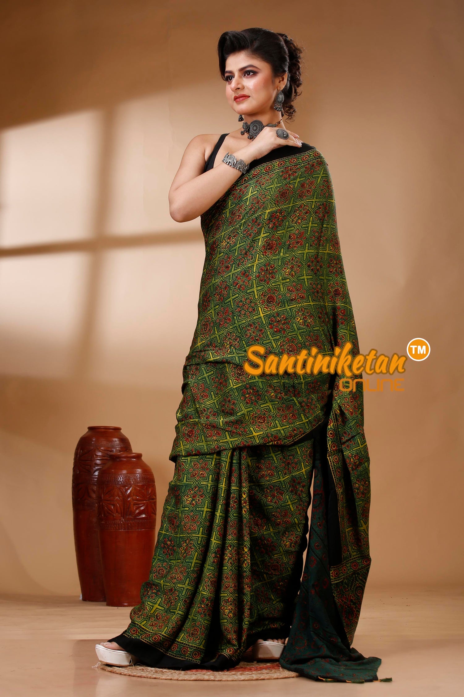 Ajrakh Hand Block On Modal Silk SN202522871