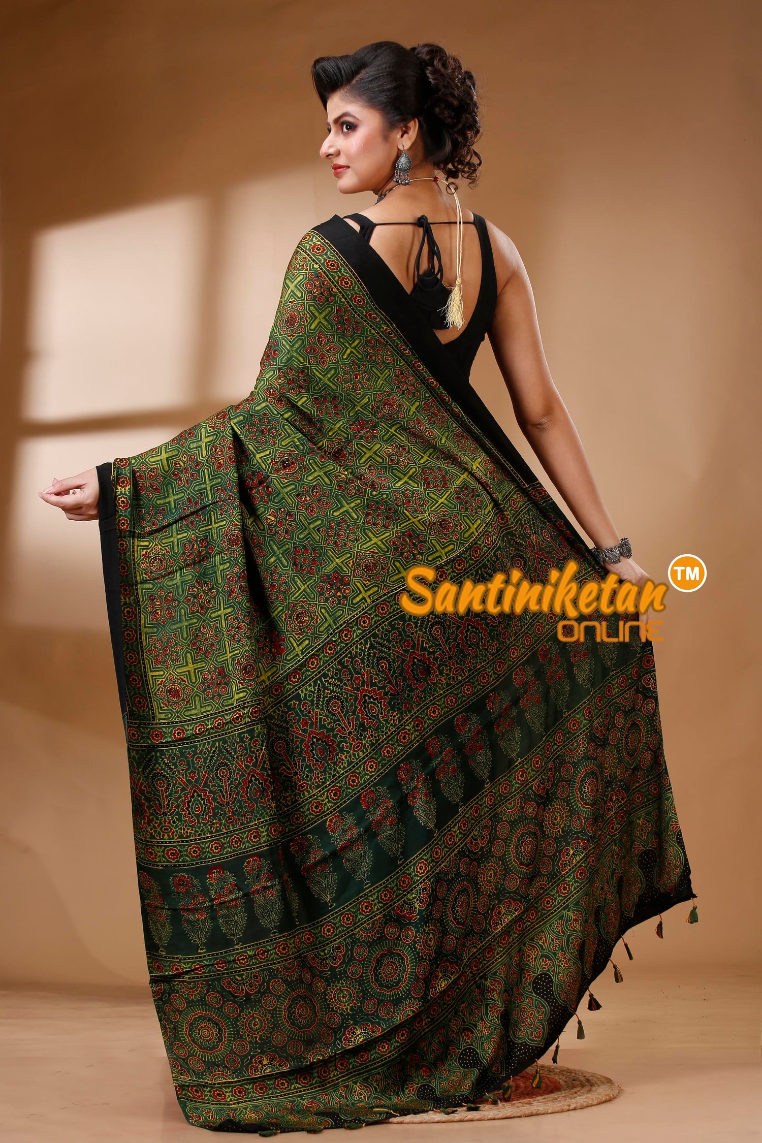 Ajrakh Hand Block On Modal Silk SN202522871
