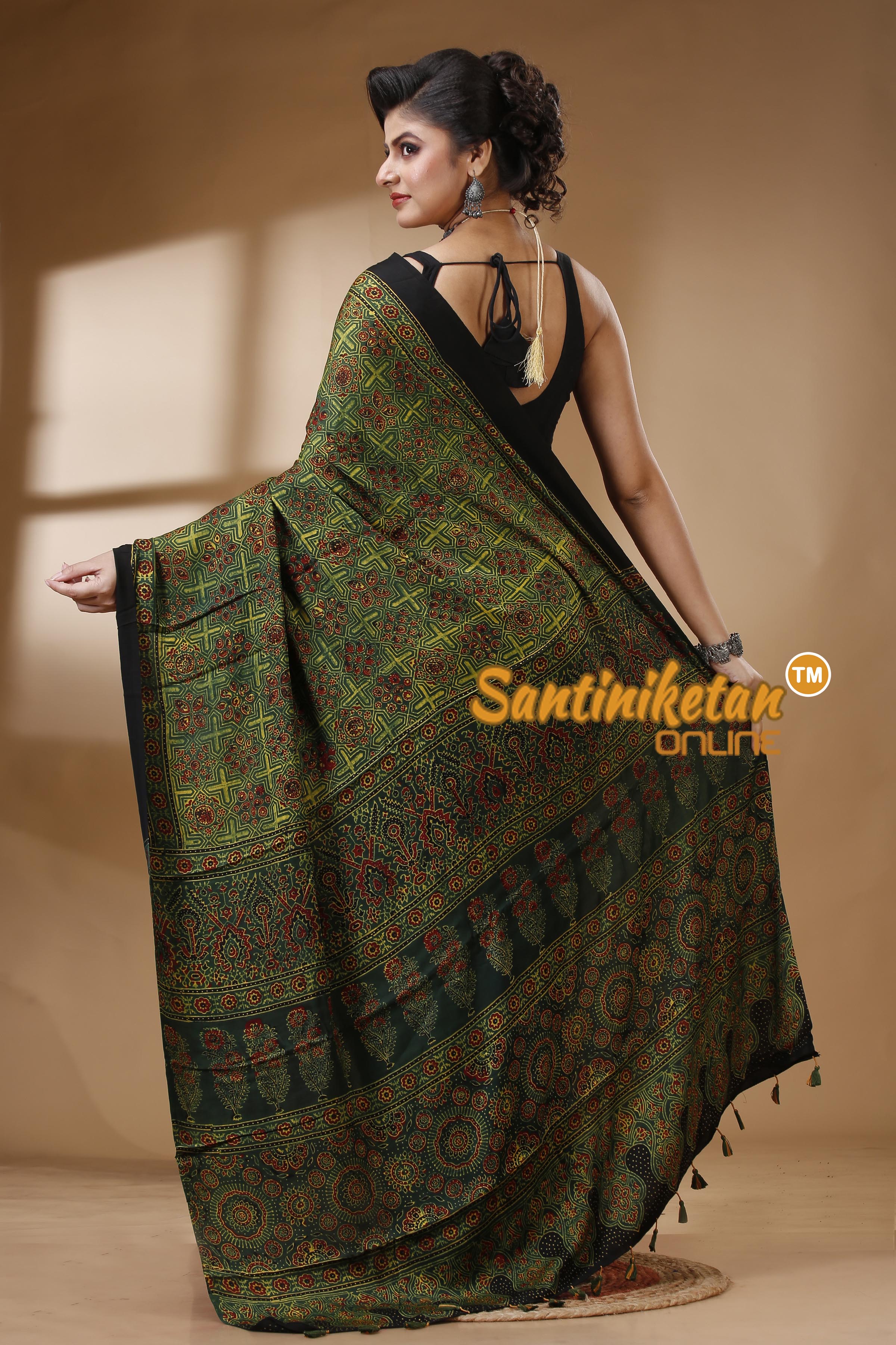 Ajrakh Hand Block On Modal Silk SN202522871