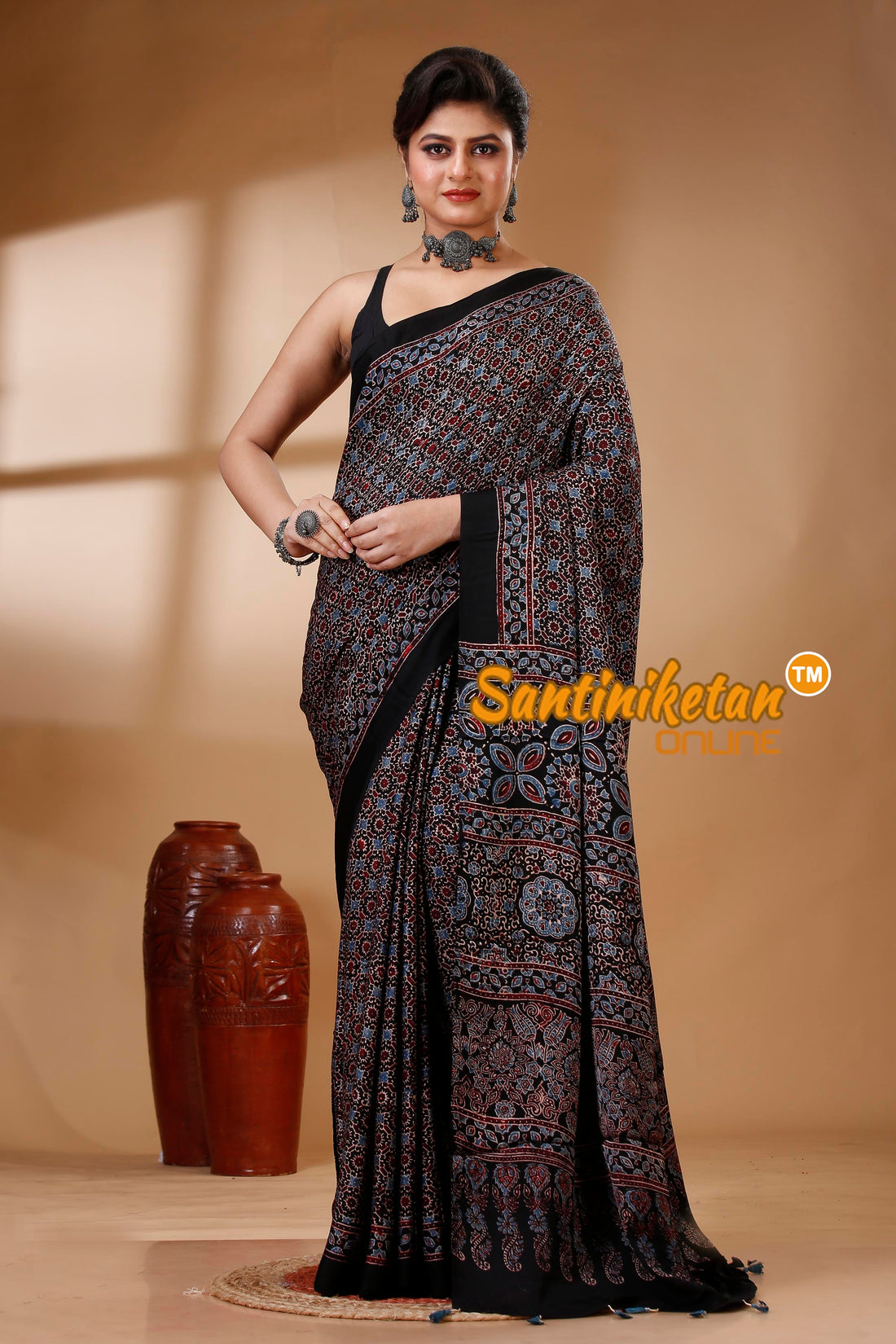 Ajrakh Hand Block On Modal Silk SN202522883