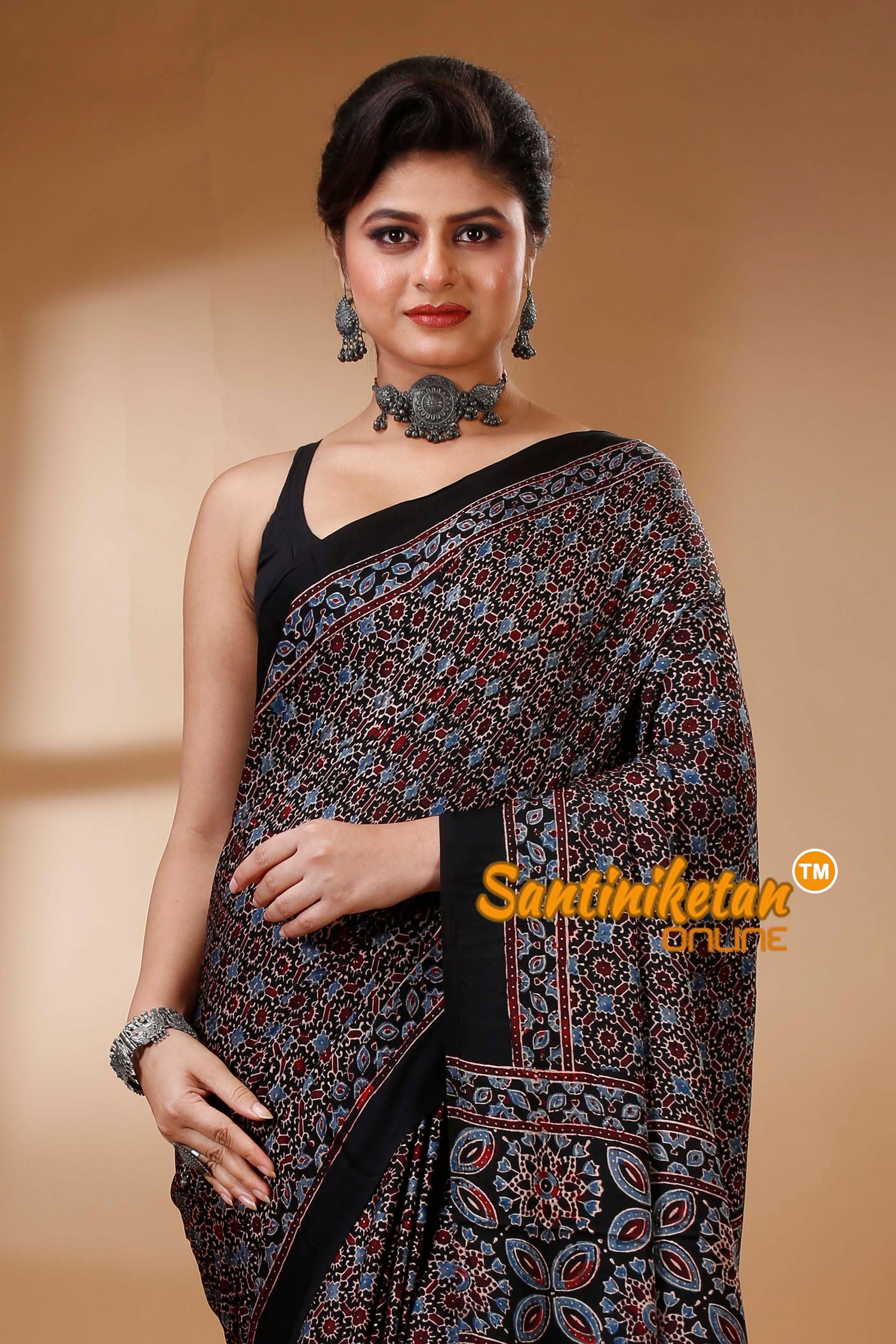 Ajrakh Hand Block On Modal Silk SN202522883