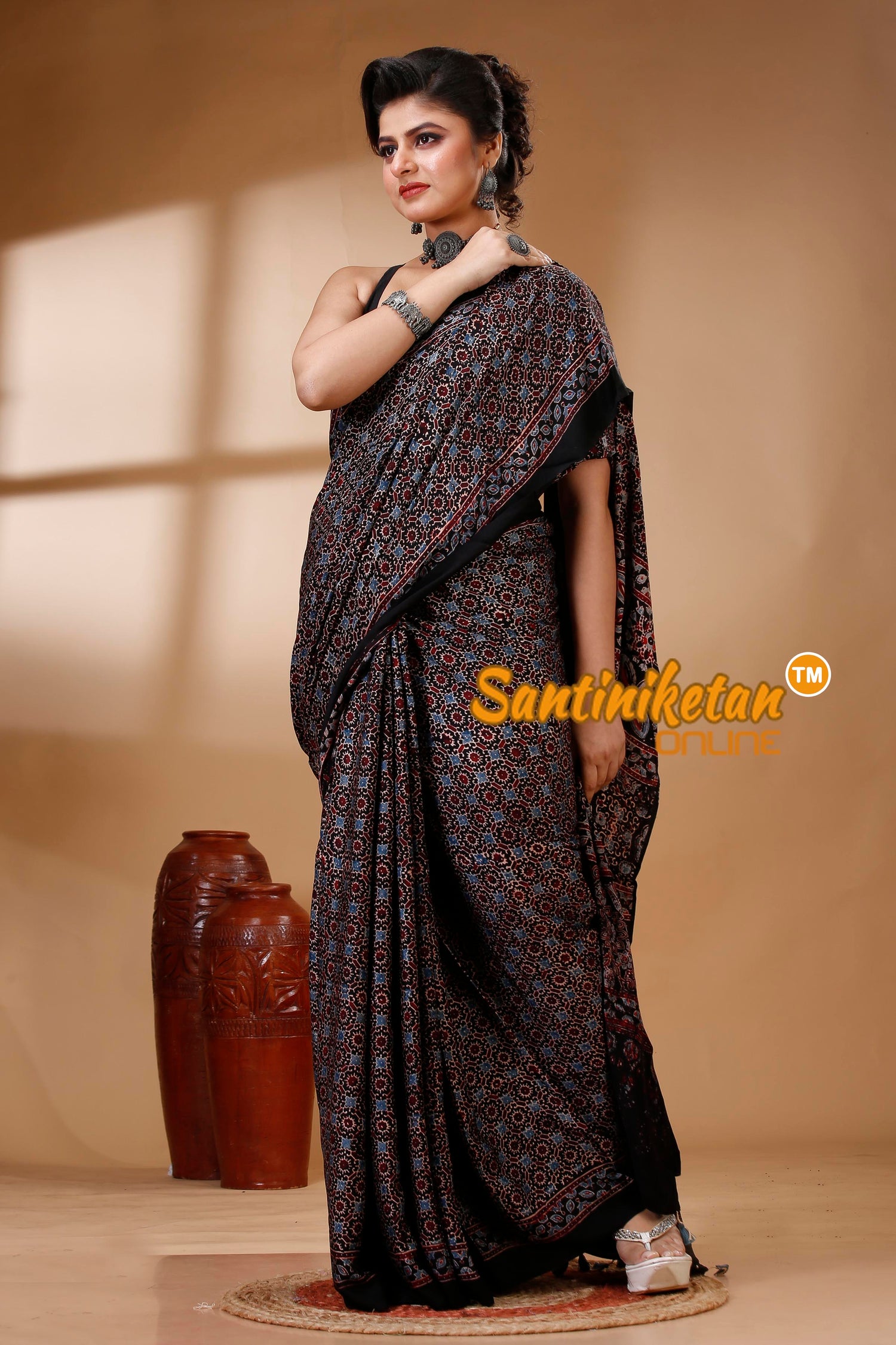 Ajrakh Hand Block On Modal Silk SN202522883