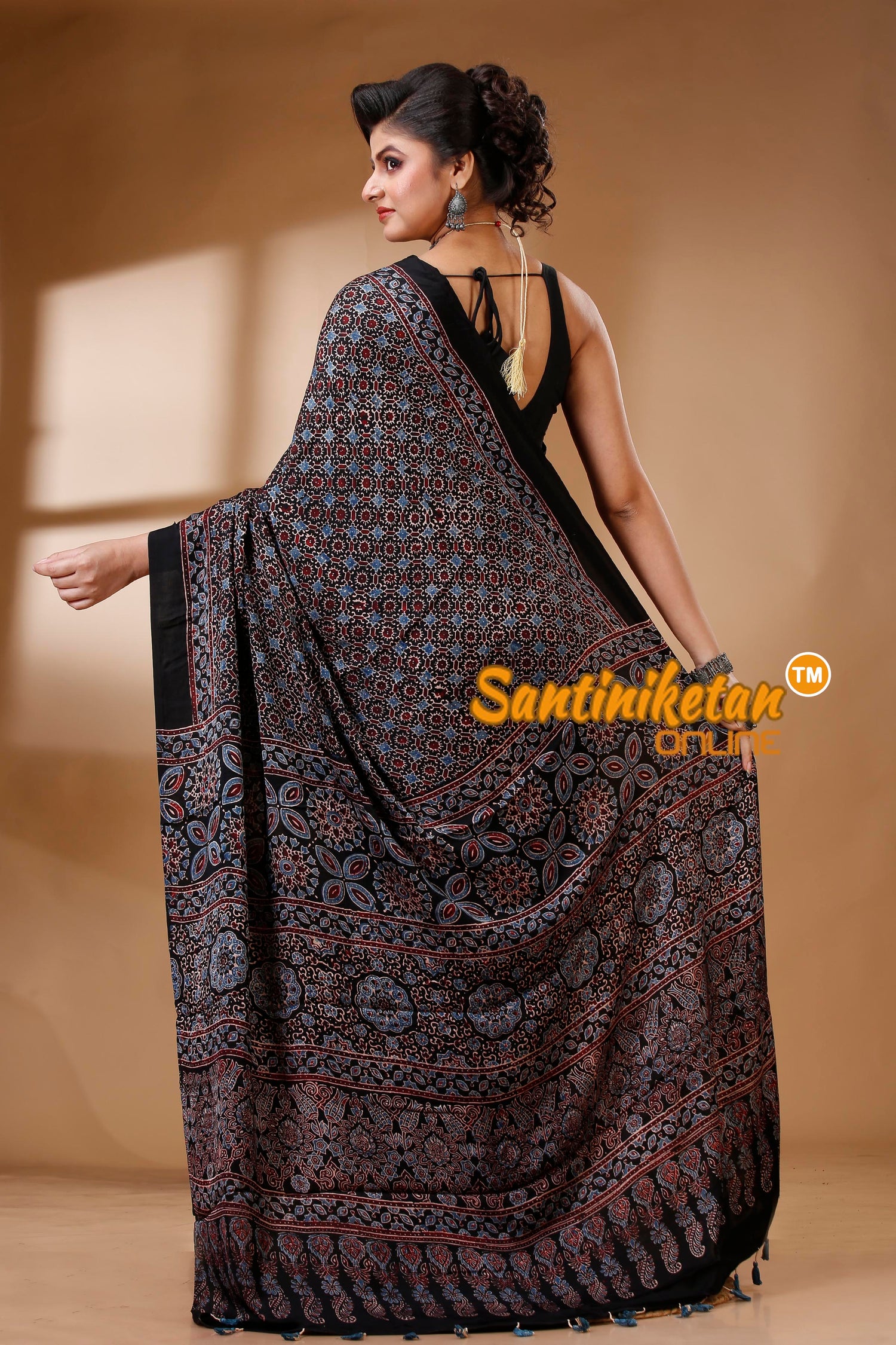 Ajrakh Hand Block On Modal Silk SN202522883