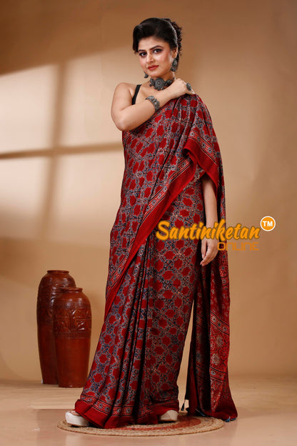 Ajrakh Hand Block On Modal Silk SN202522895