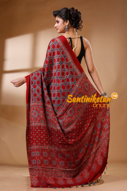 Ajrakh Hand Block On Modal Silk SN202522895