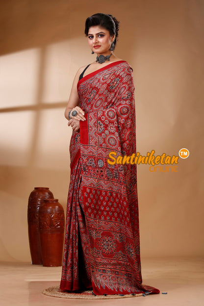 Ajrakh Hand Block On Modal Silk SN202522901