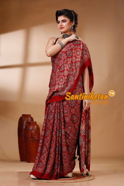 Ajrakh Hand Block On Modal Silk SN202522901