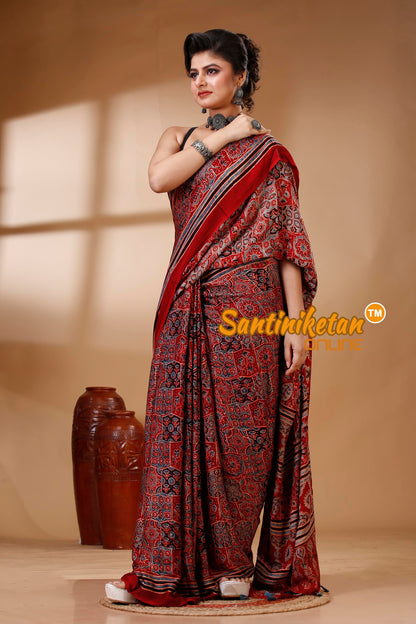Ajrakh Hand Block On Modal Silk SN202522907