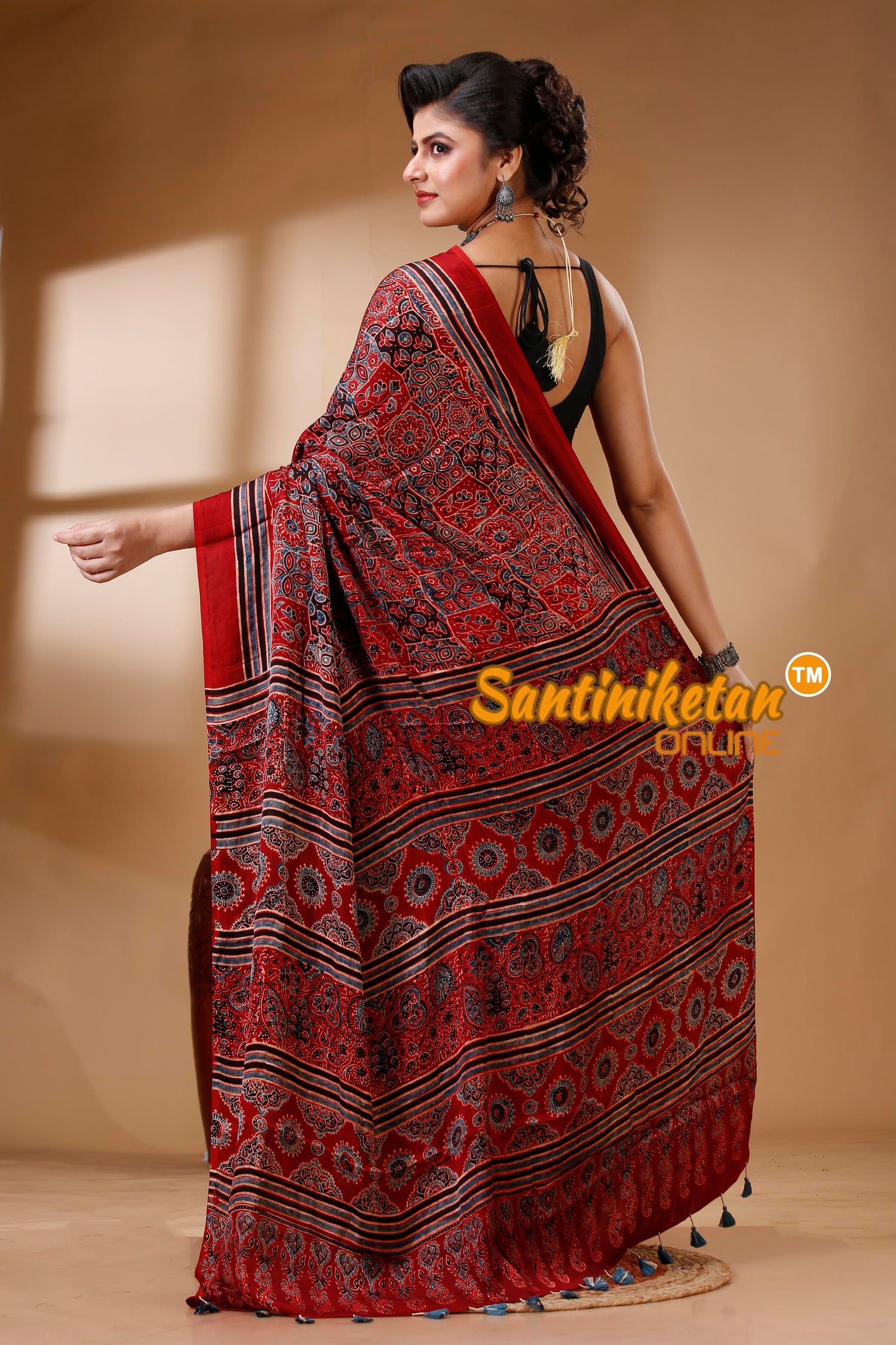 Ajrakh Hand Block On Modal Silk SN202522907