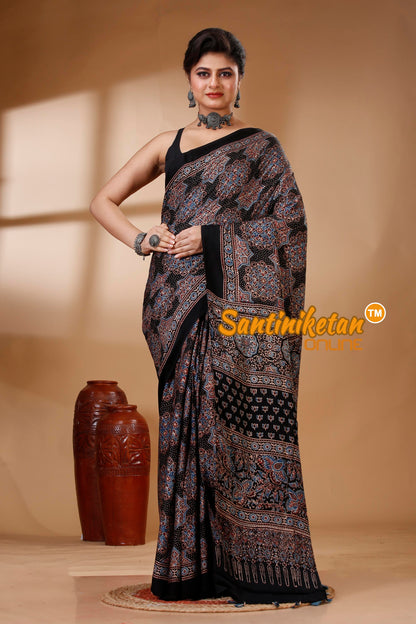 Ajrakh Hand Block On Modal Silk SN202522919