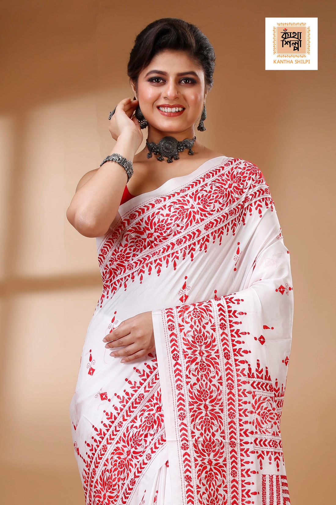 Bangalore Silk Kantha Stitch Saree SN202522925
