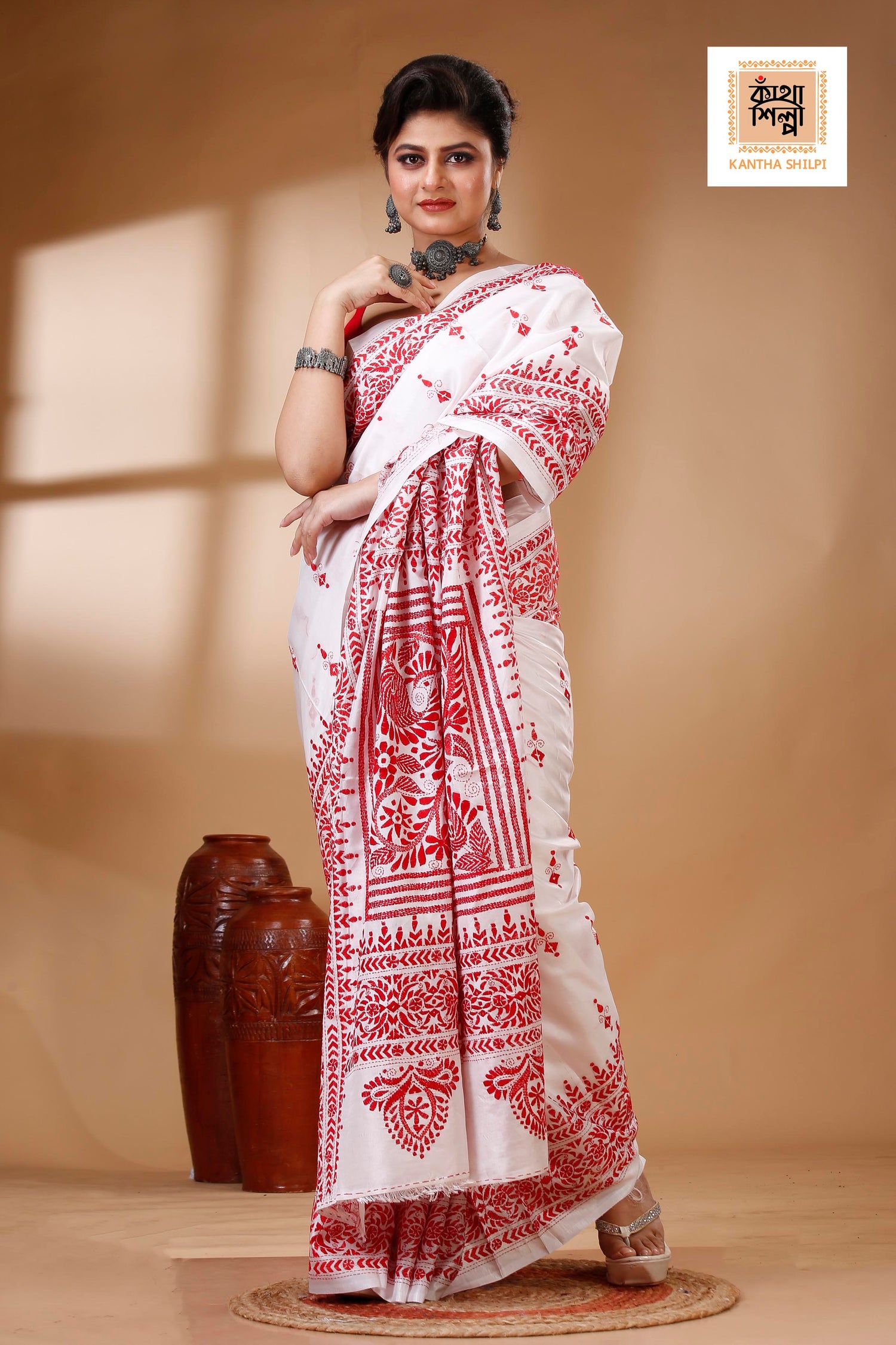 Bangalore Silk Kantha Stitch Saree SN202522925