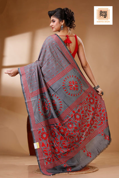Bangalore Silk Kantha Stitch Saree SN202522955