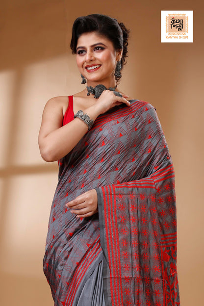 Bangalore Silk Kantha Stitch Saree SN202522961
