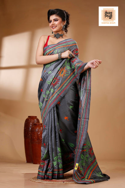 Bangalore Silk Kantha Stitch Saree SN202522967