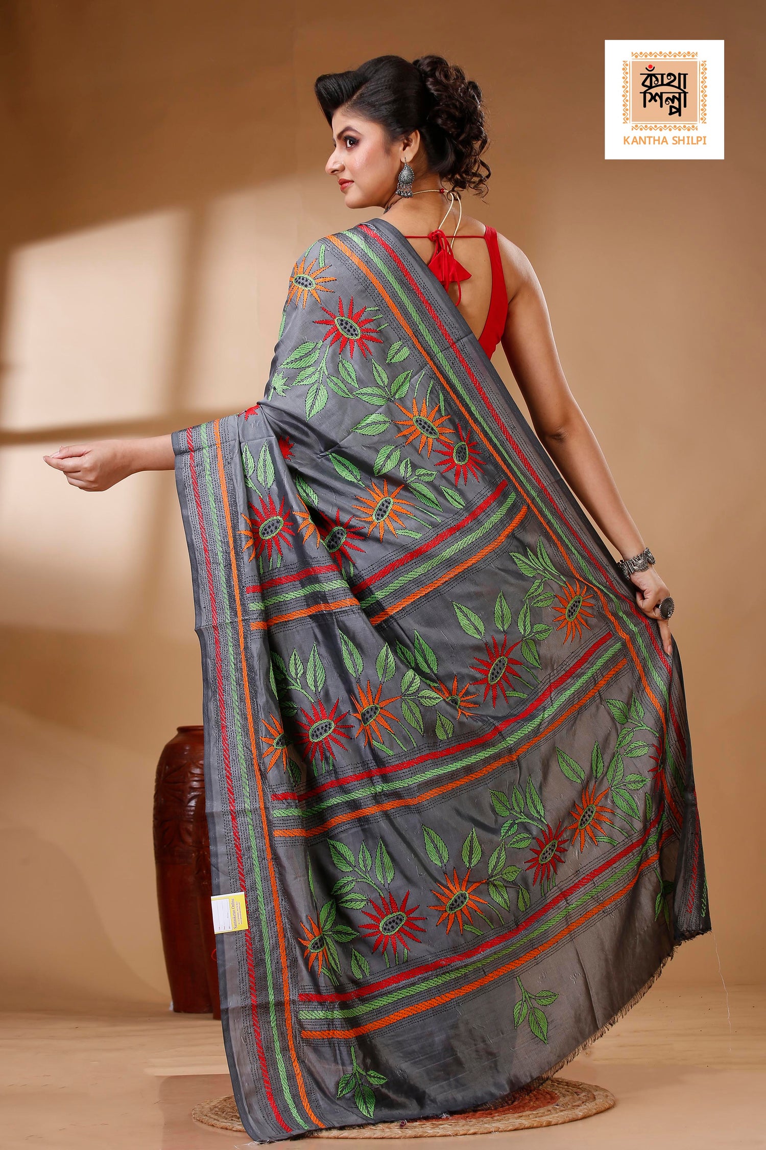 Bangalore Silk Kantha Stitch Saree SN202522967