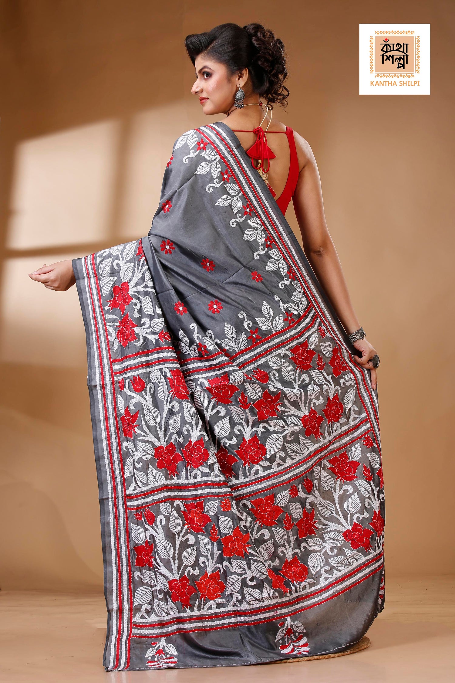 Bangalore Silk Kantha Stitch Saree SN202522973