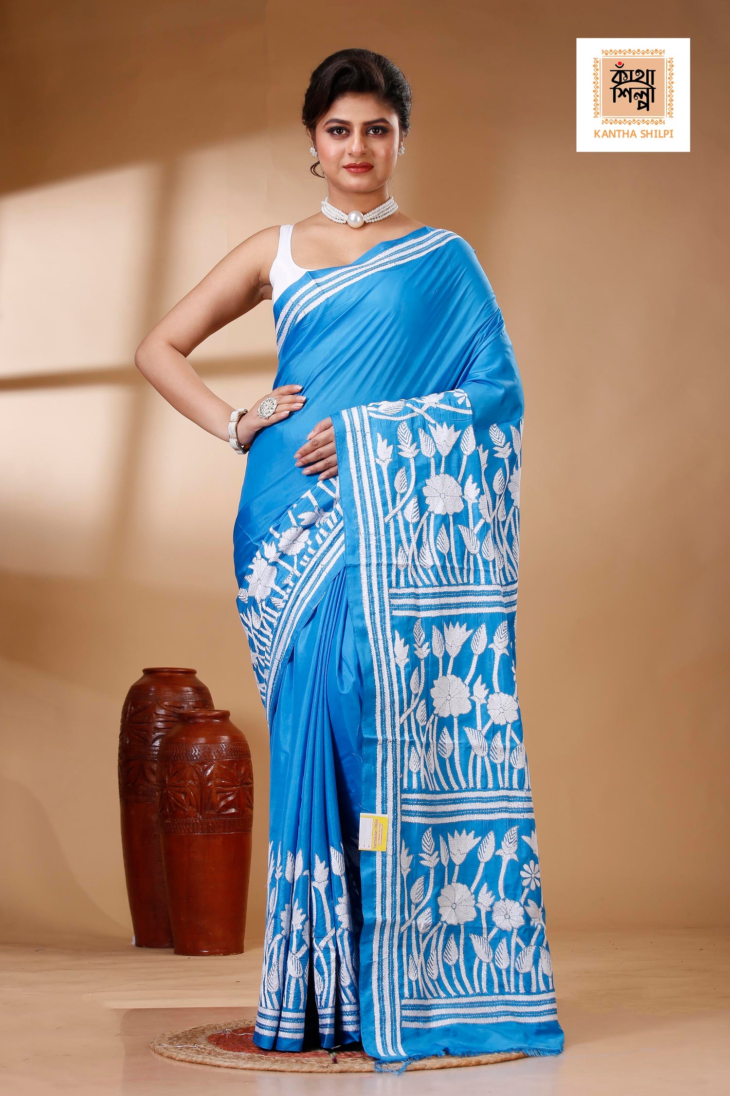 Bangalore Silk Kantha Stitch Saree SN202523007