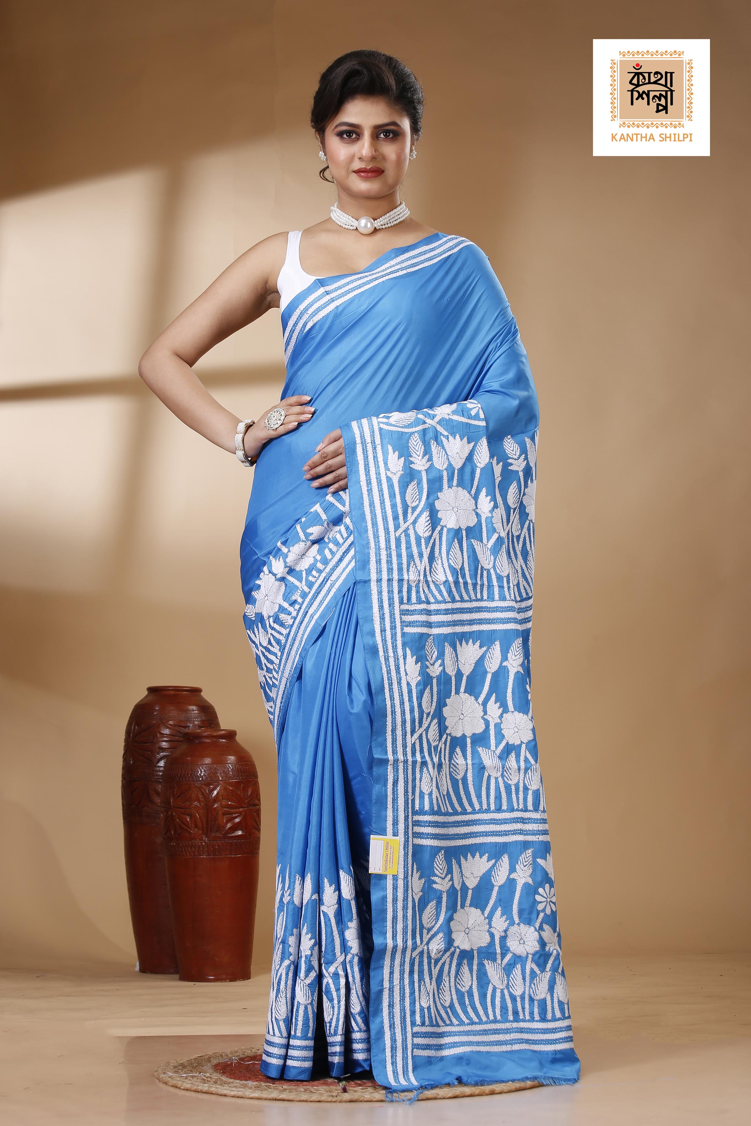 Bangalore Silk Kantha Stitch Saree SN202523007