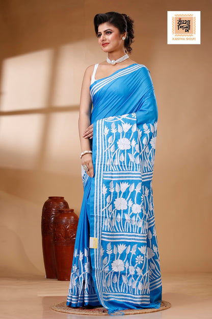 Bangalore Silk Kantha Stitch Saree SN202523007