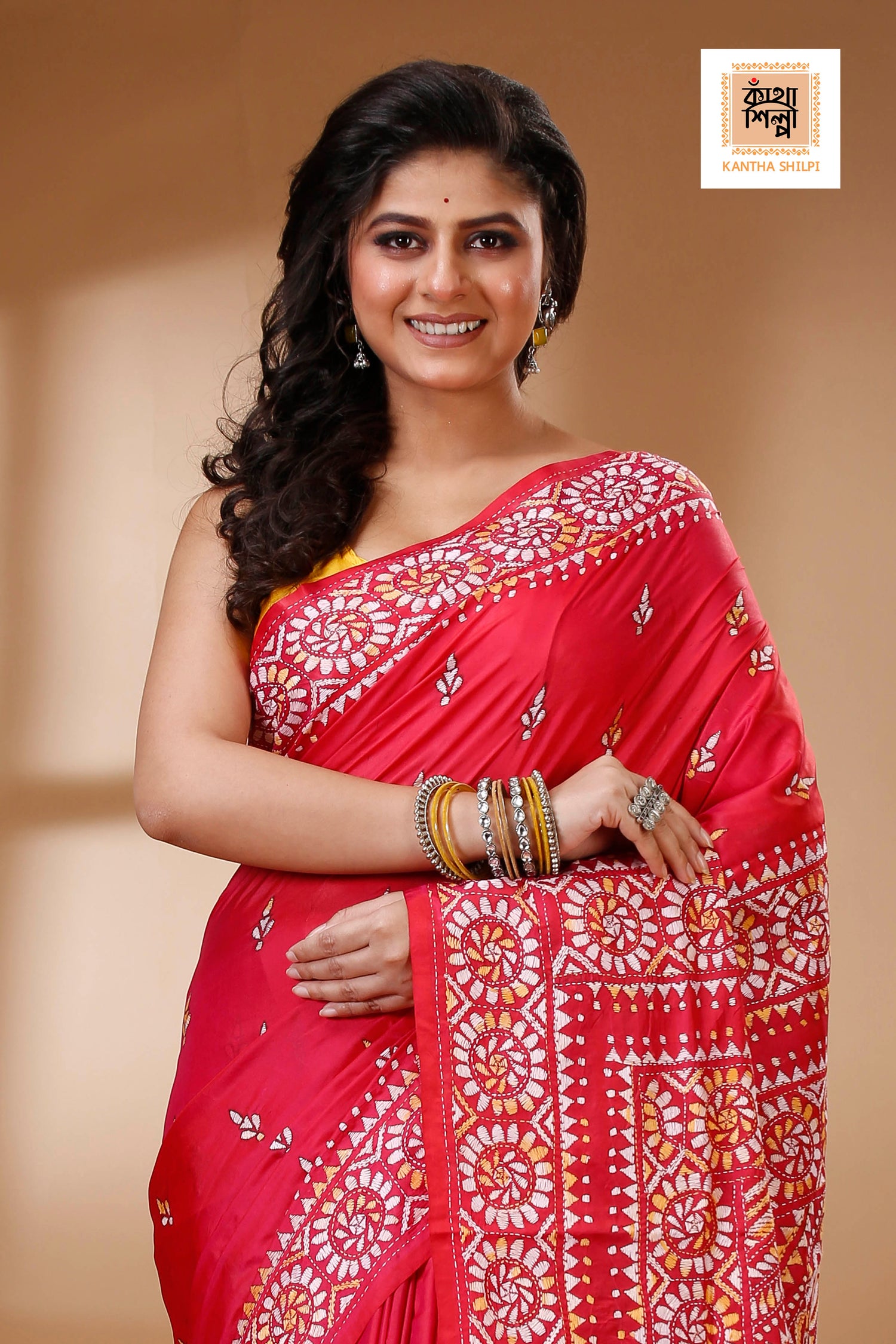 Bangalore Silk Kantha Stitch Saree SN202523091