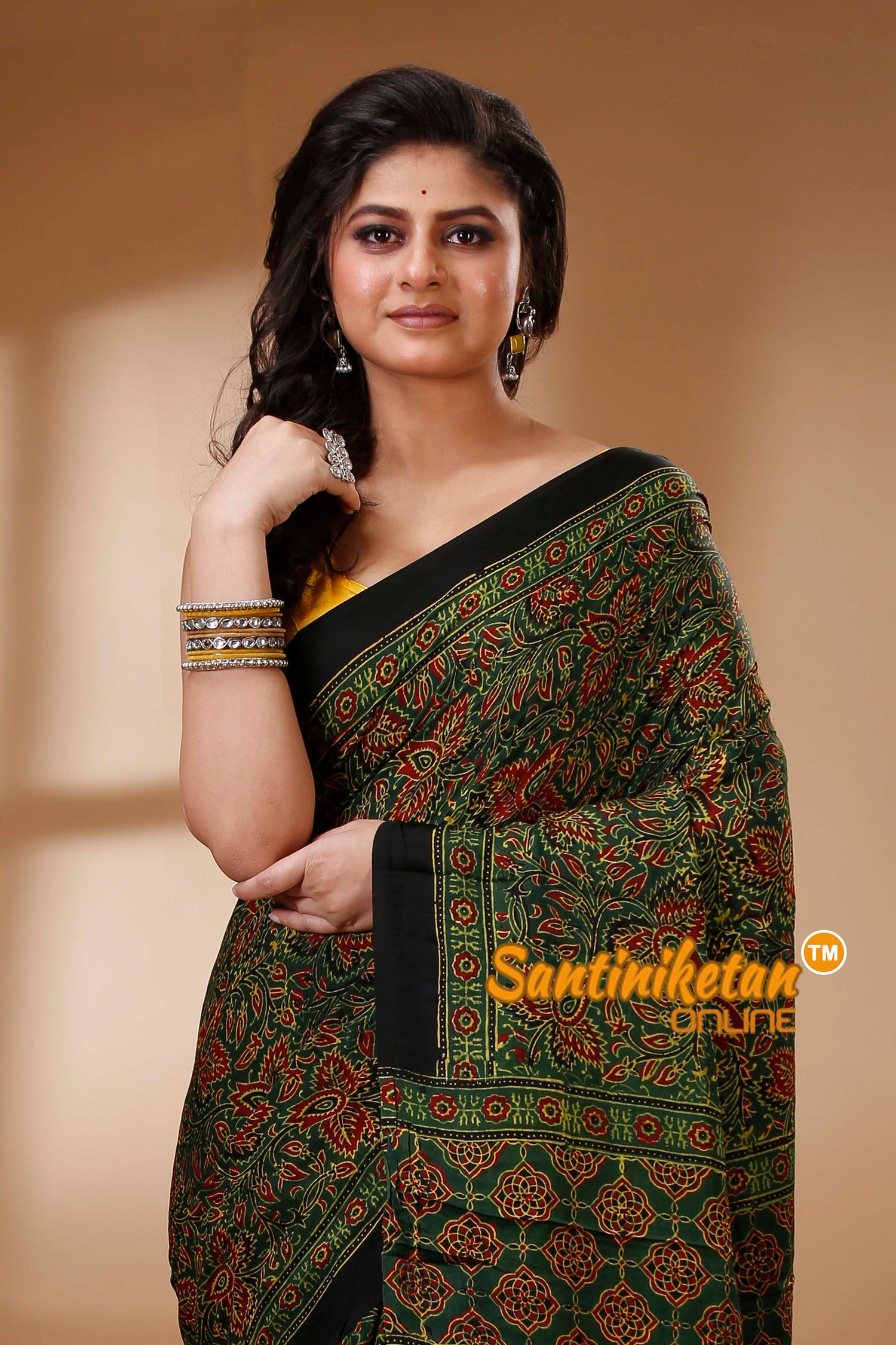 Ajrakh Hand Block On Modal Silk SN202523097