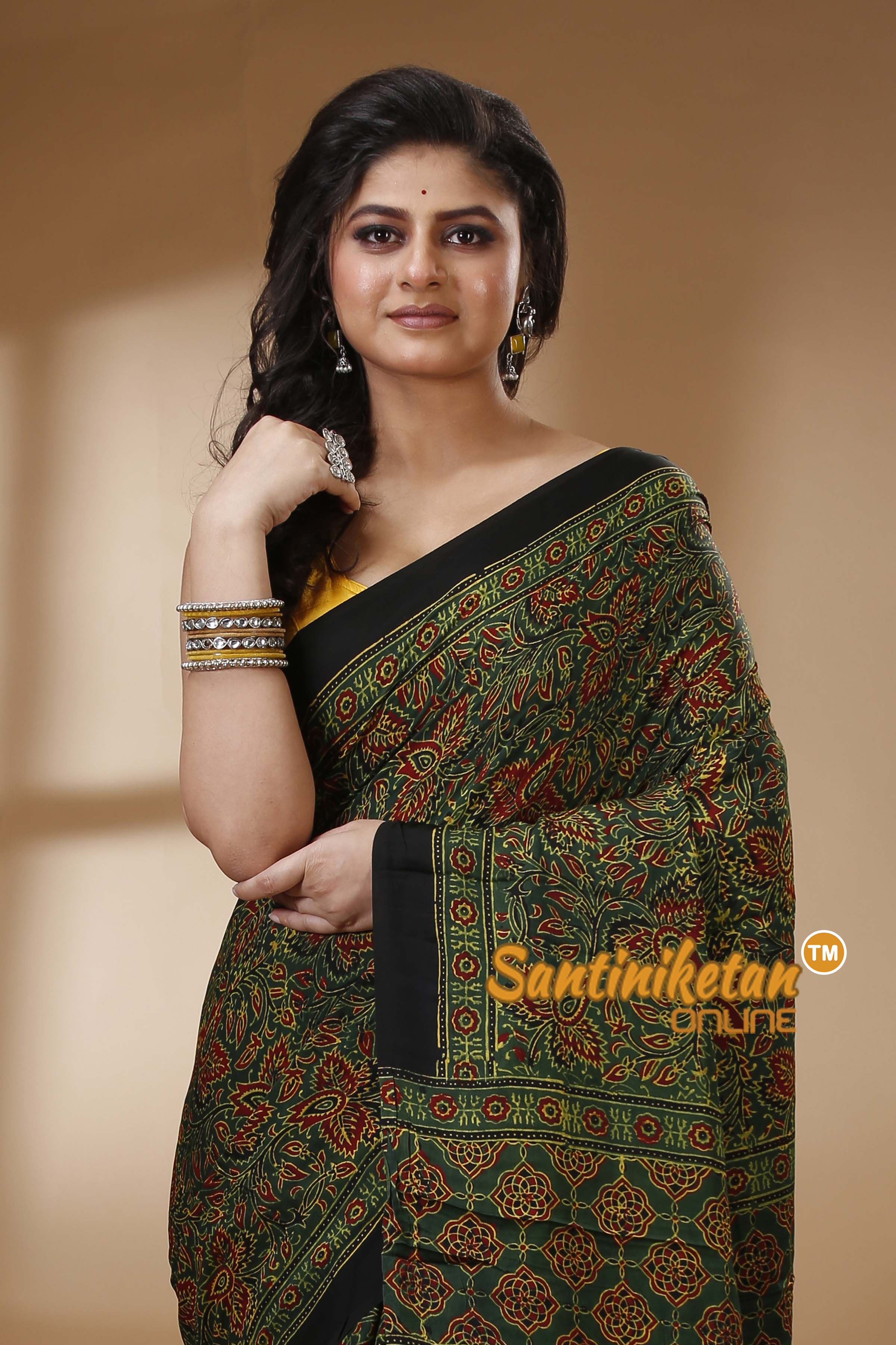 Ajrakh Hand Block On Modal Silk SN202523097