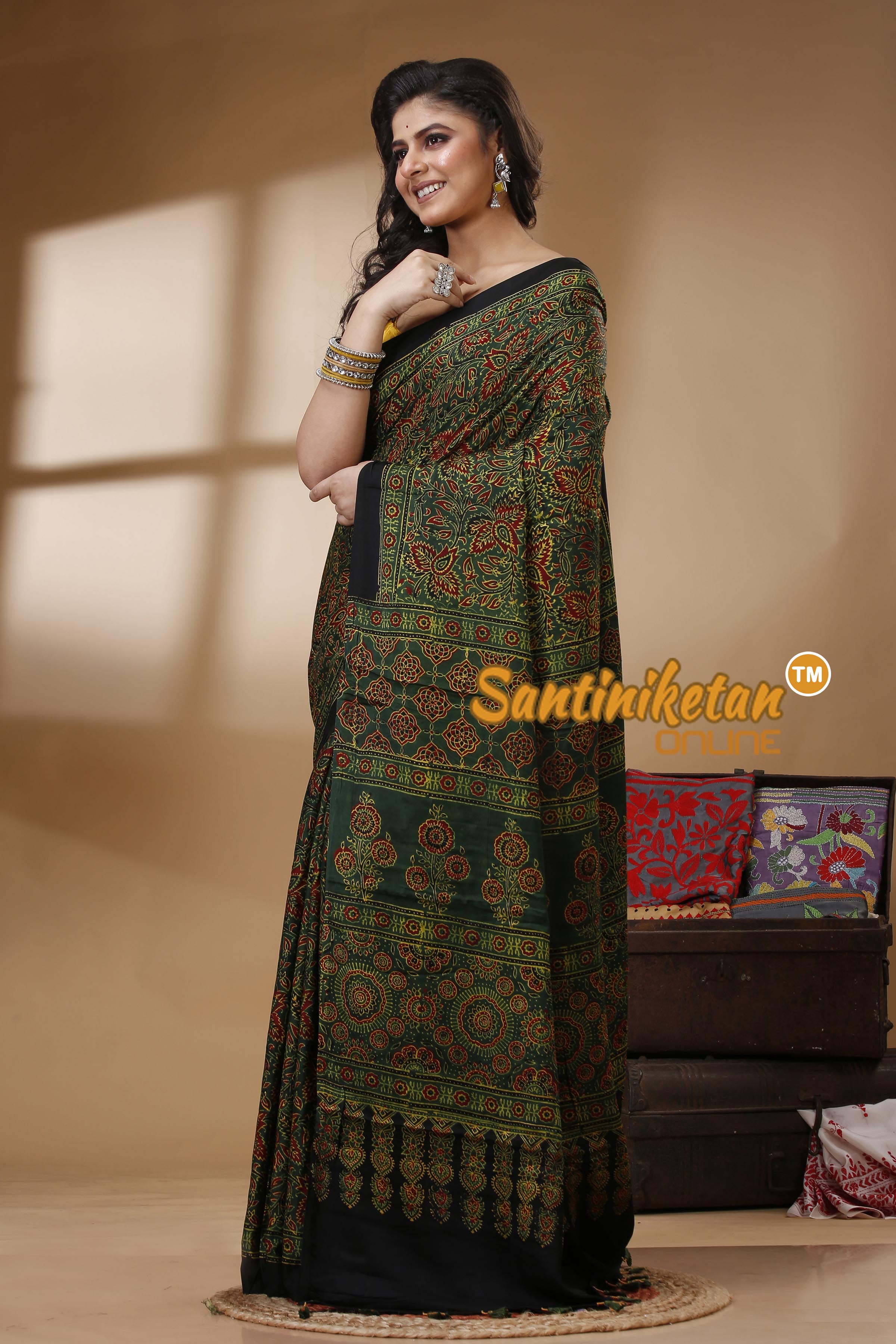 Ajrakh Hand Block On Modal Silk SN202523097