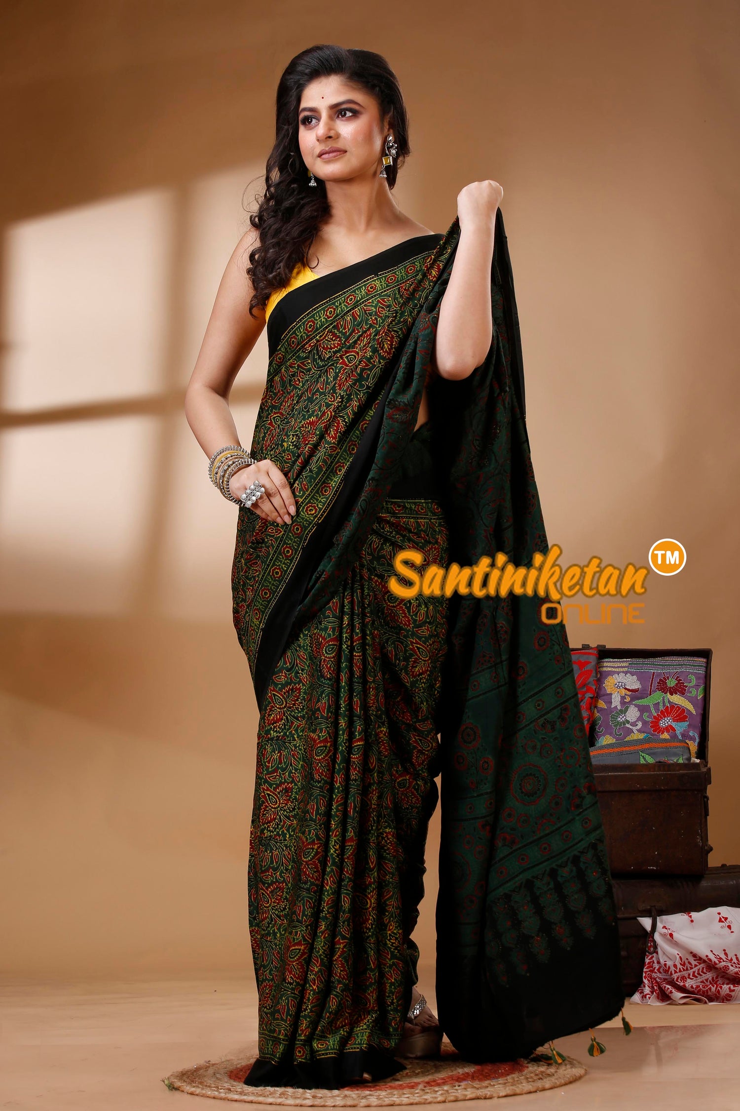Ajrakh Hand Block On Modal Silk SN202523097