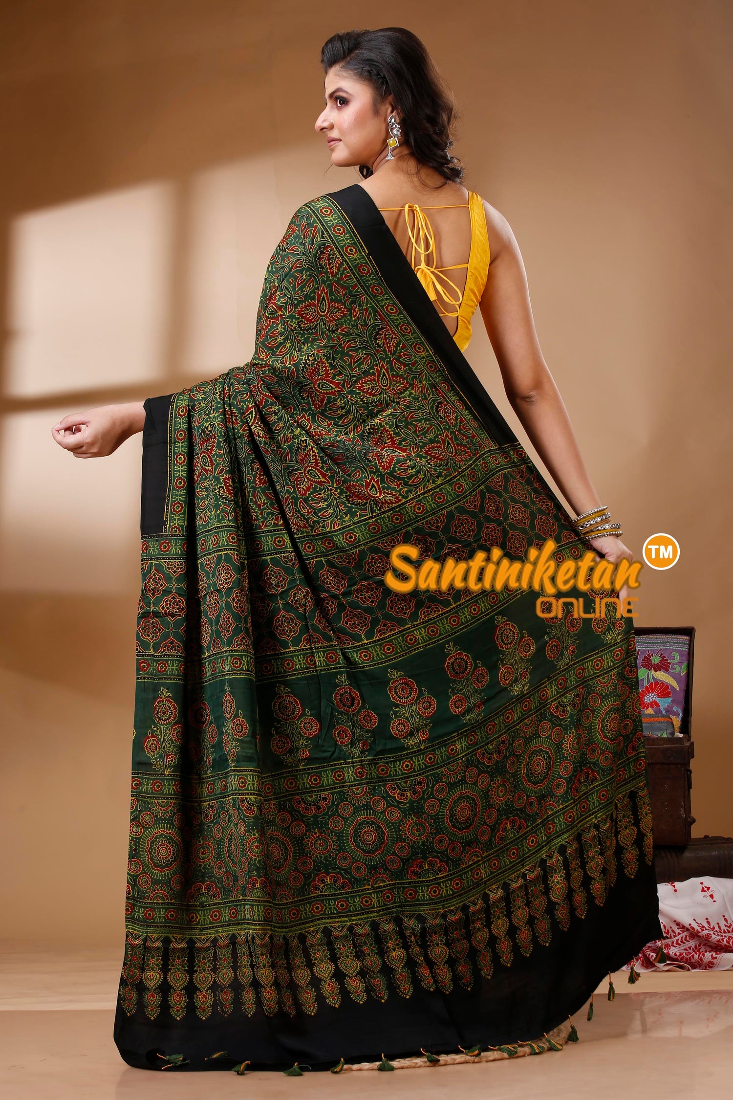 Ajrakh Hand Block On Modal Silk SN202523097