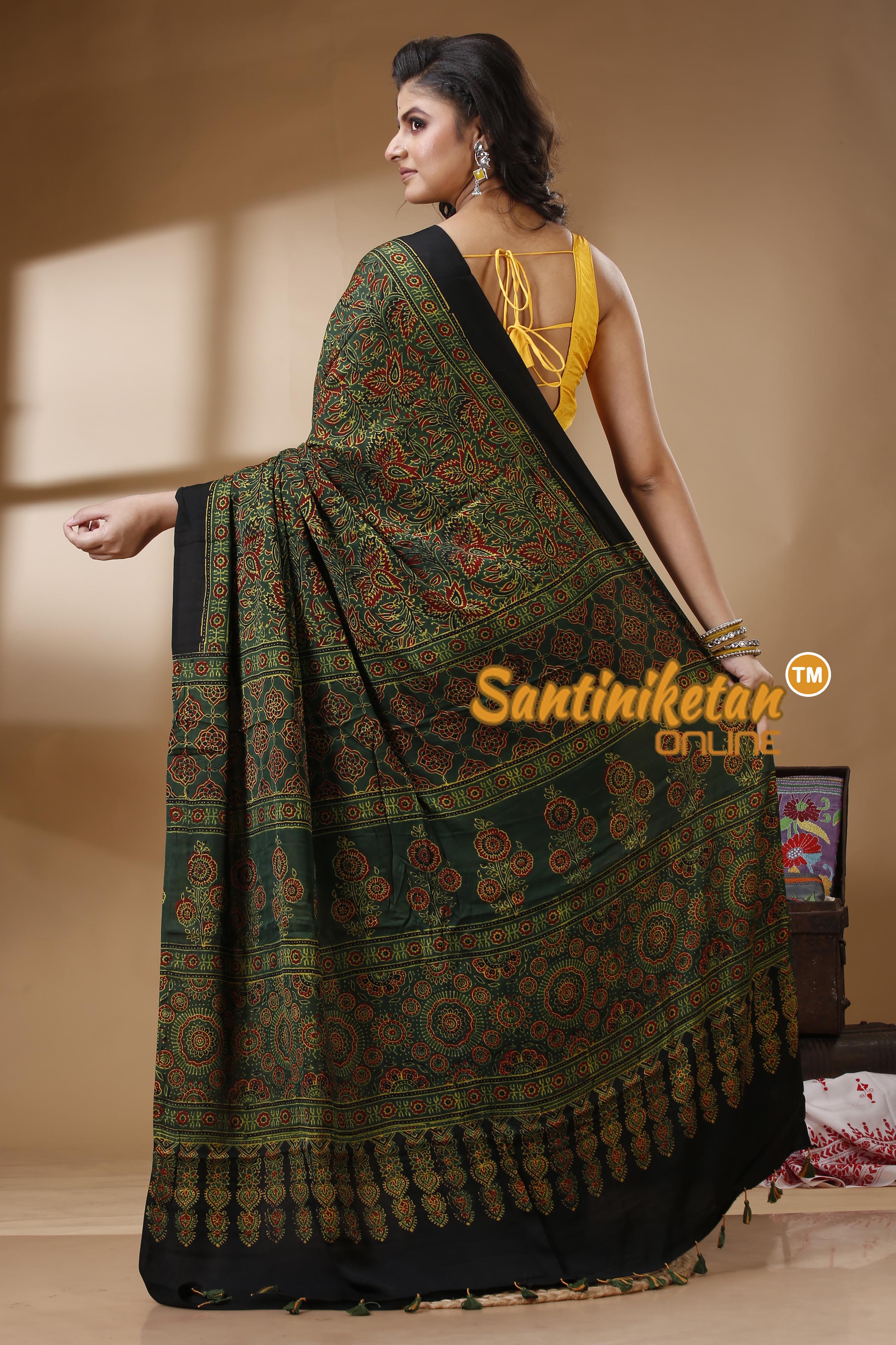 Ajrakh Hand Block On Modal Silk SN202523097