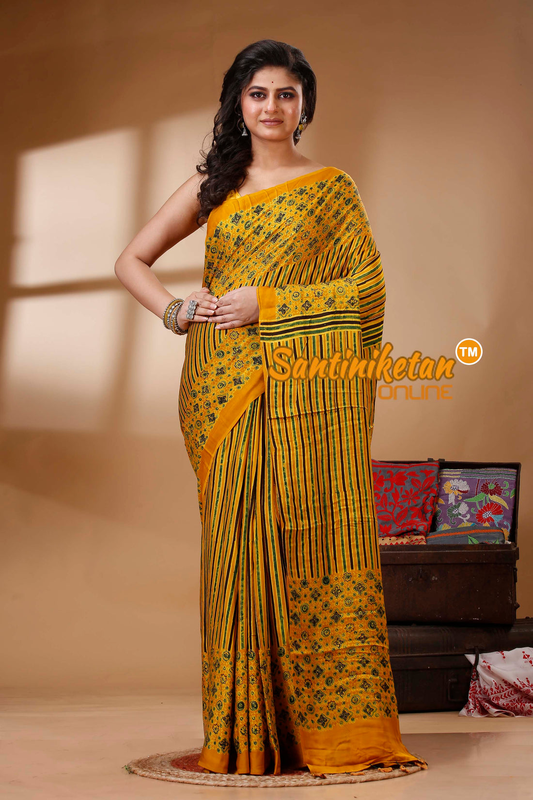 Ajrakh Hand Block On Modal Silk SN202523104