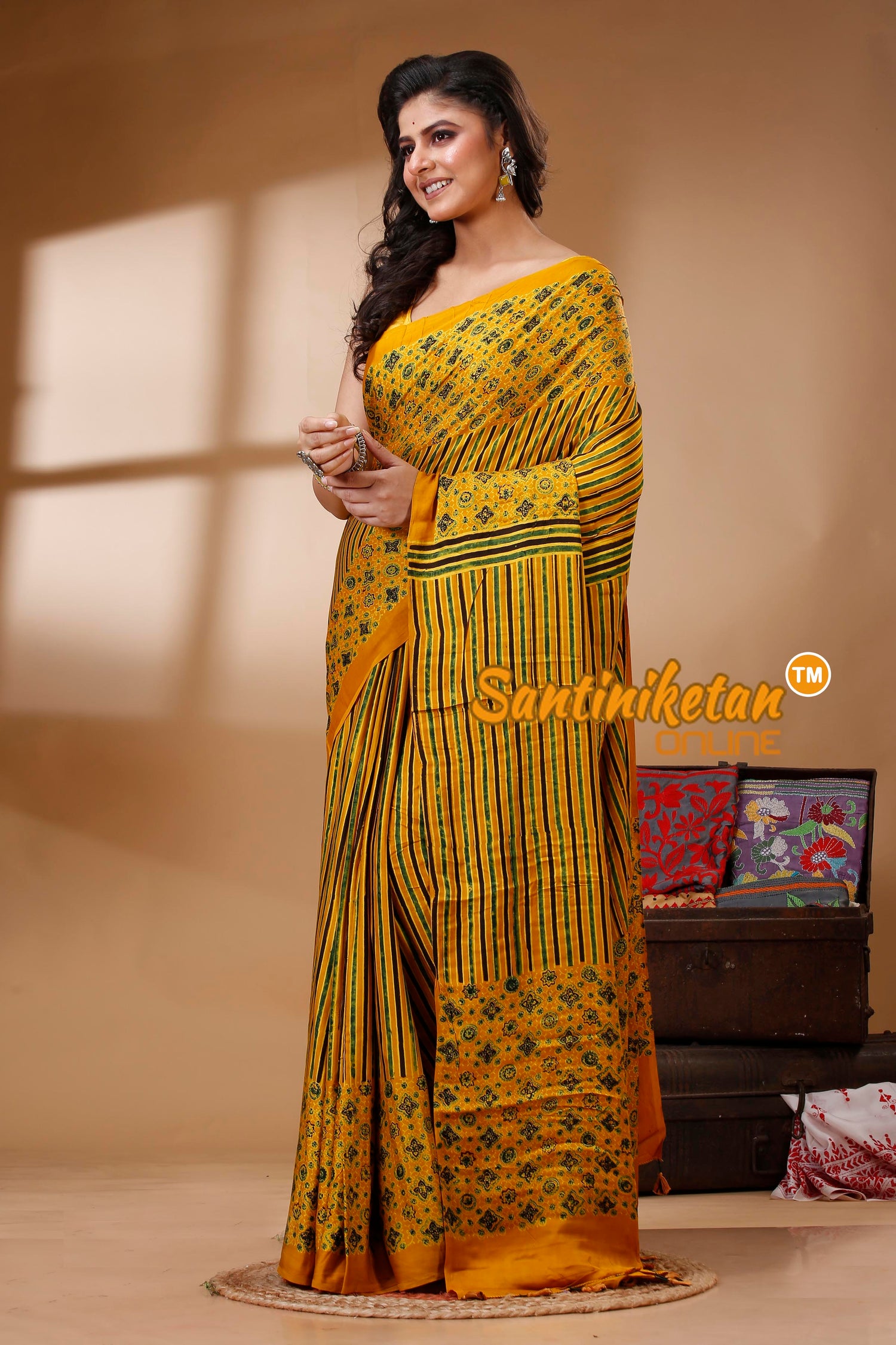 Ajrakh Hand Block On Modal Silk SN202523104