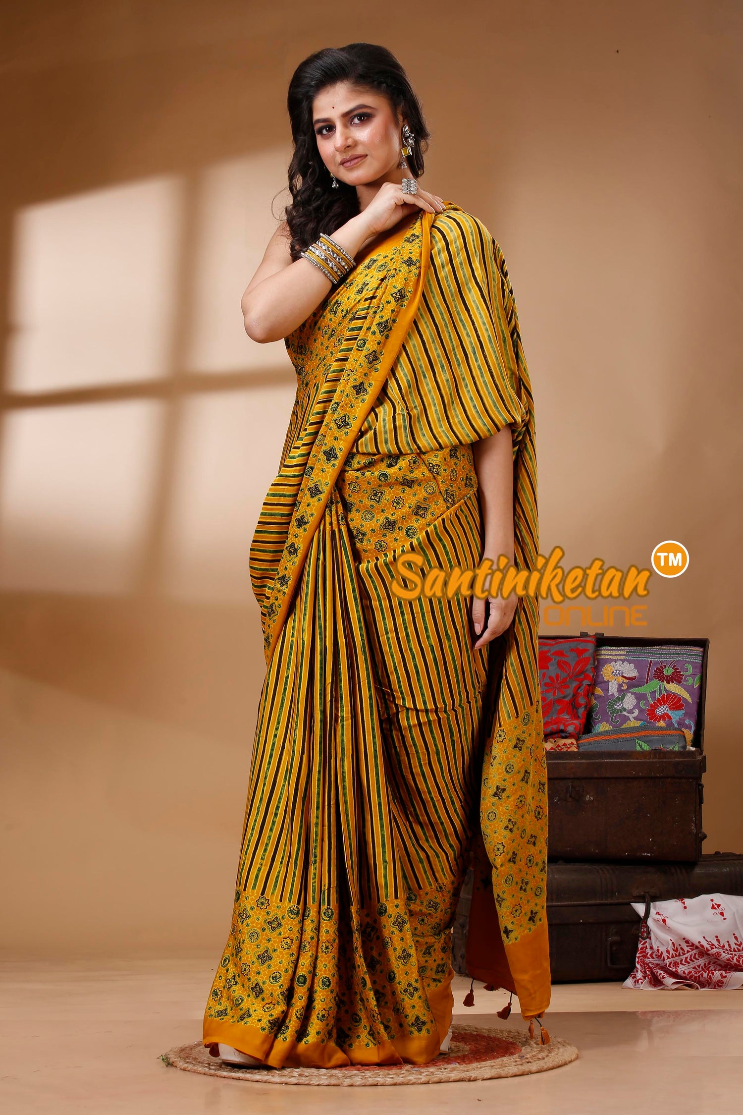 Ajrakh Hand Block On Modal Silk SN202523104