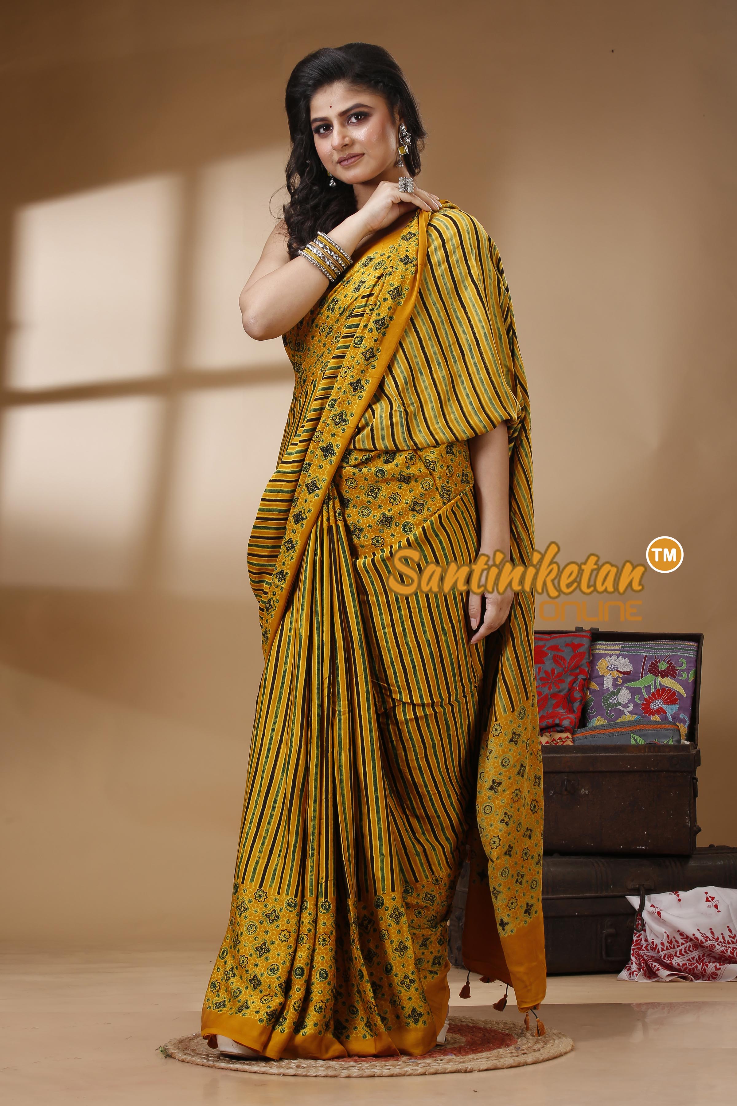 Ajrakh Hand Block On Modal Silk SN202523104