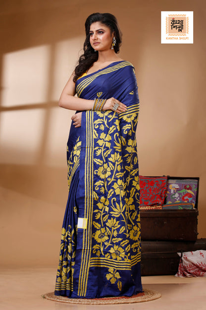 Bangalore Silk Kantha Stitch Saree SN202523110