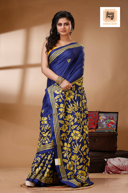 Bangalore Silk Kantha Stitch Saree SN202523110