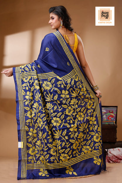 Bangalore Silk Kantha Stitch Saree SN202523110