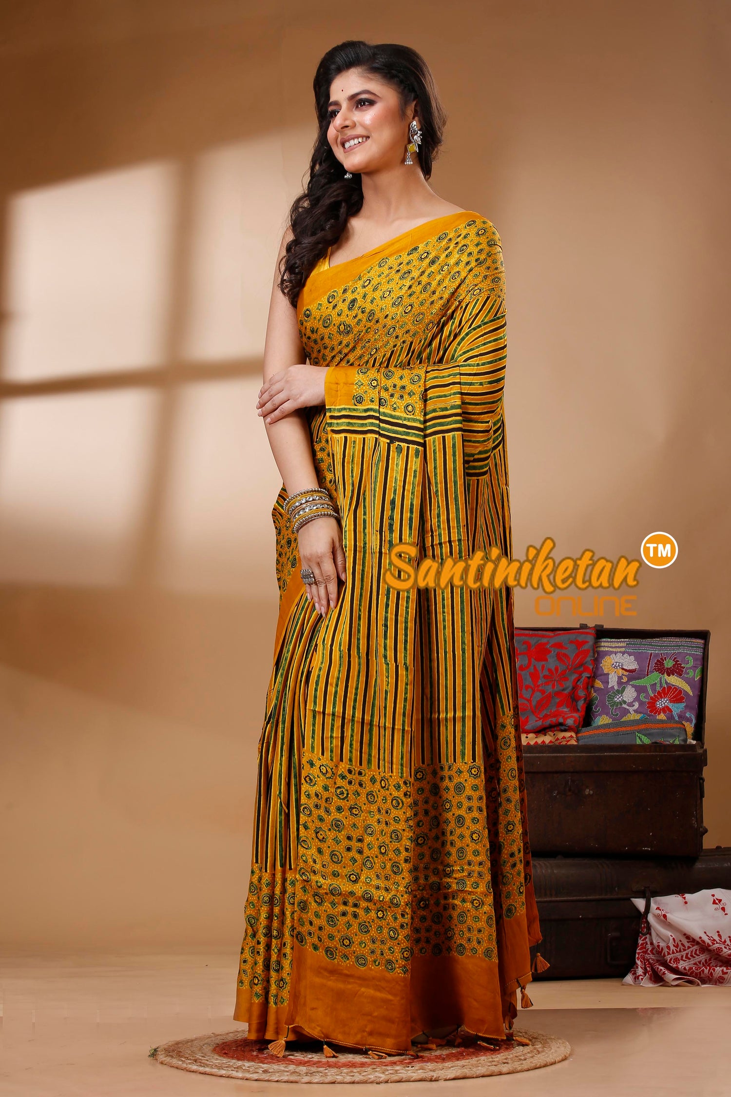 Ajrakh Hand Block On Modal Silk SN202523122