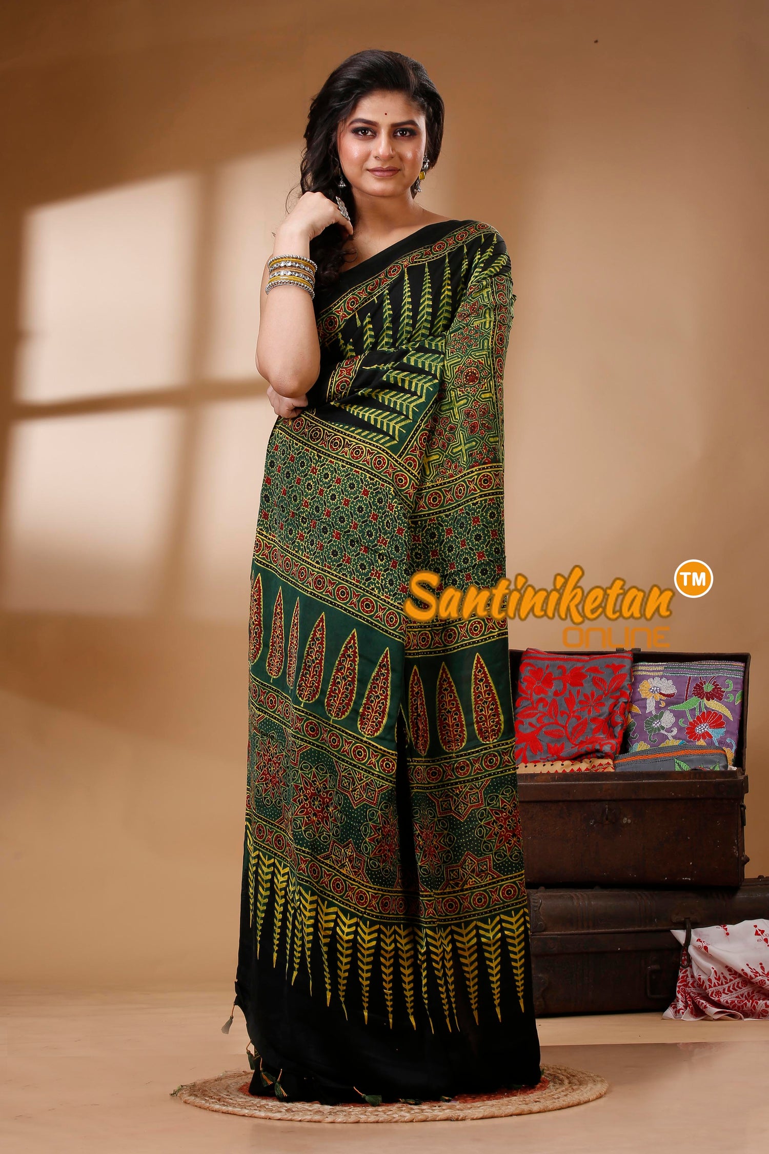 Ajrakh Hand Block On Modal Silk SN202523129