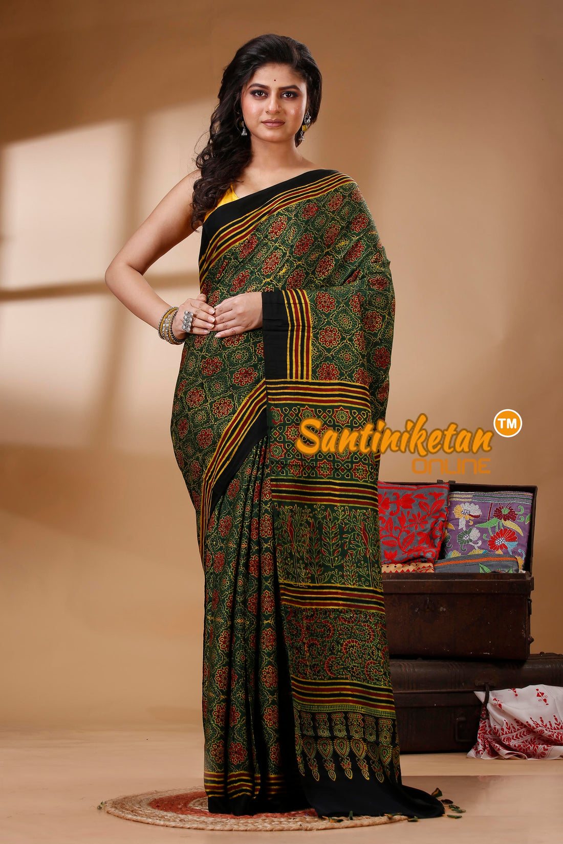 Ajrakh Hand Block On Modal Silk SN202523135